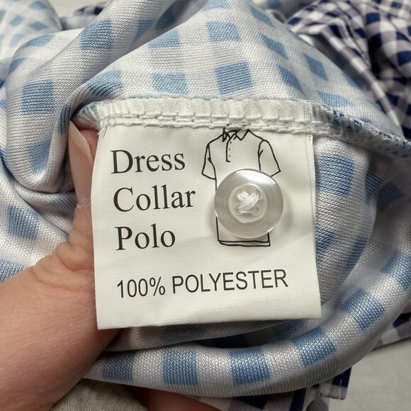 Collars and Co Polo Shirt Mens Large Relaxed Navy Gingham Plaid Short Sleeve NWT - Picture 4 of 5